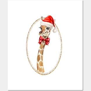 Christmas Giraffe Posters and Art